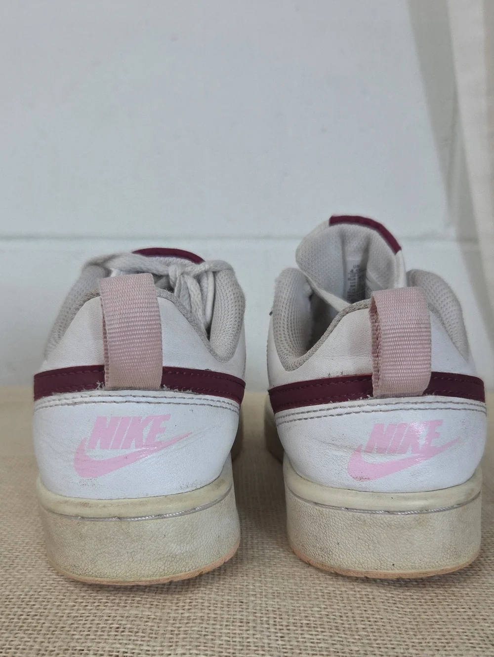 Nike Court Borough Low-Top Sneakers White with Maroon Swoosh 4.5Y